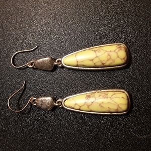 Kenneth Cole Greenish-Yellow Brown Silver Tone Drop Earrings